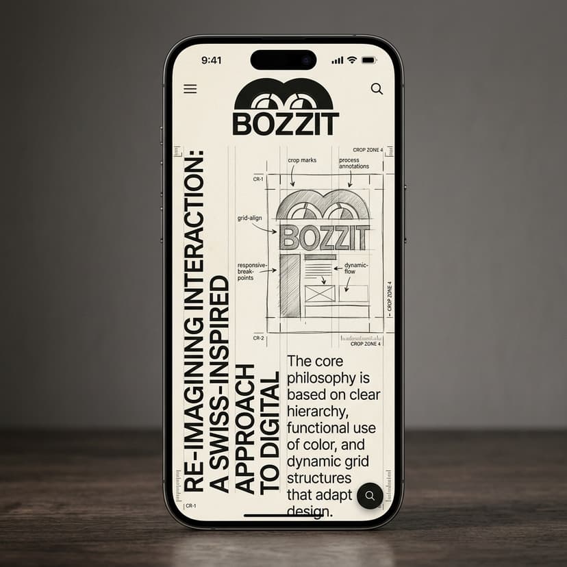 Bozzit Swiss editorial landing page on mobile